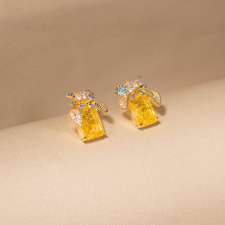 Marsha Studs-Yellow-Glitterati Collection