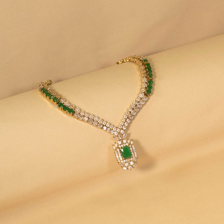 Meerah Necklace Set - Emerald Green Green - Glitterati Collection