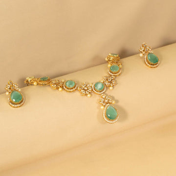 Meesha Necklace Set- Aqua - Pratha Collection