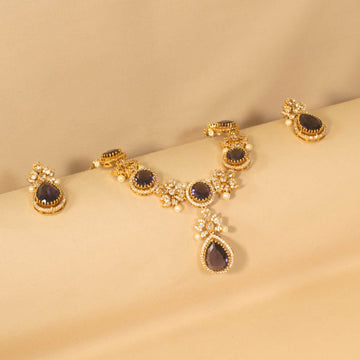 Meesha Necklace Set- Purple - Pratha Collection