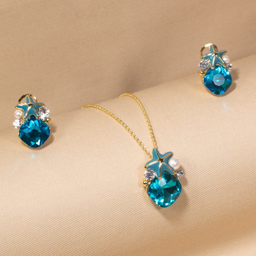 Mistara Pendant Set-Blue-Glitterati Collection