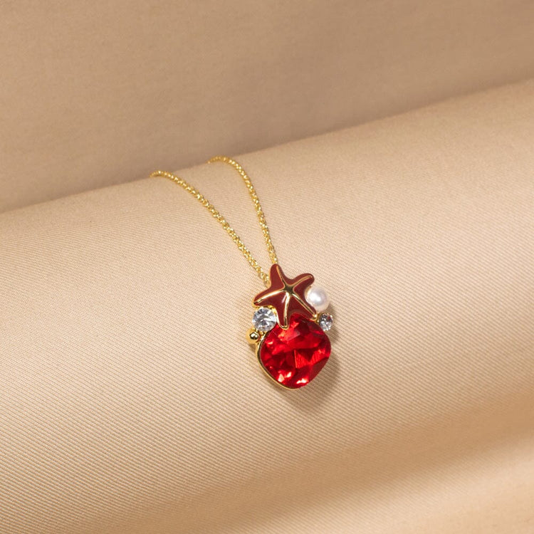 Mistara Pendant Set-Red-Glitterati Collection