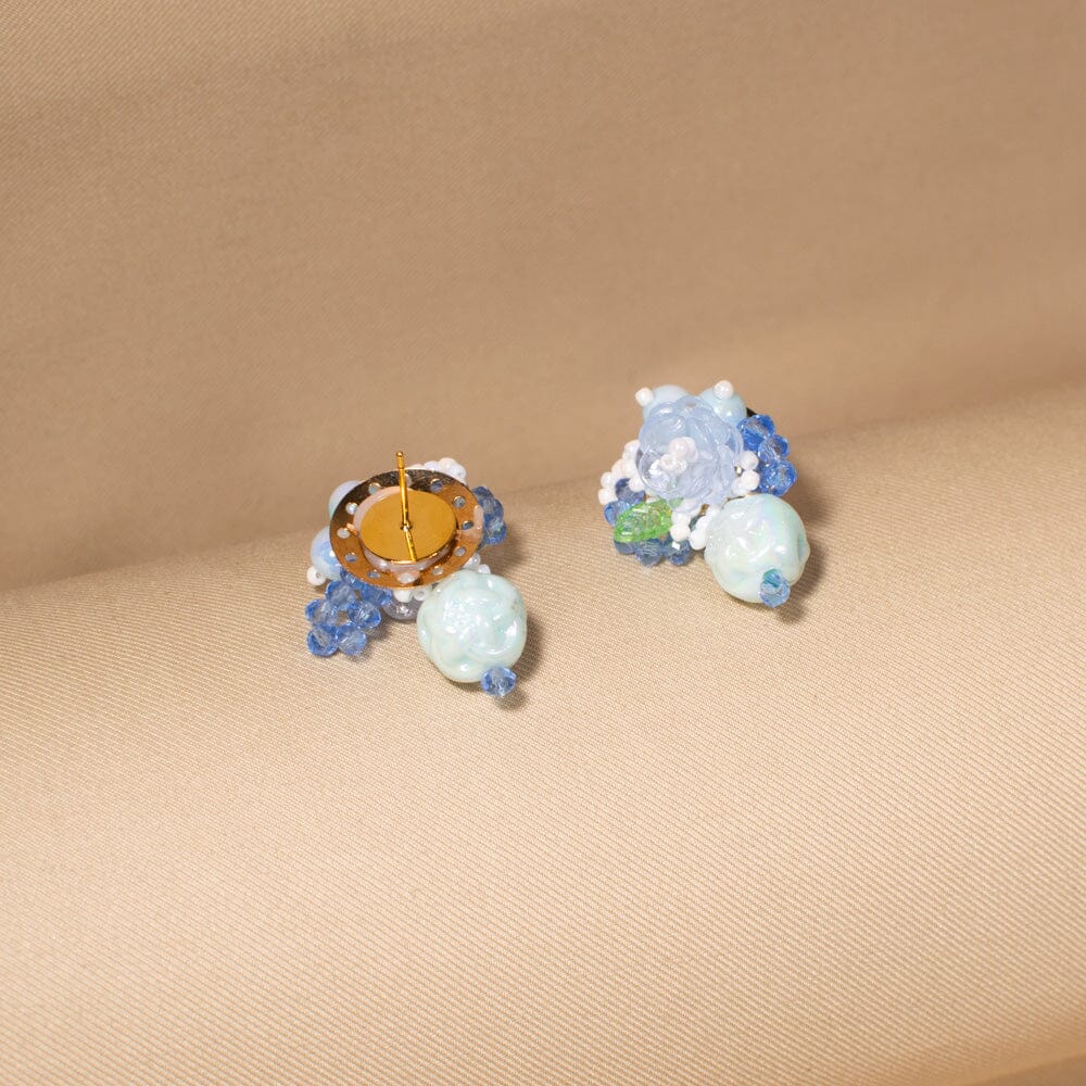 Misty Morning Bloom Studs-Blue
