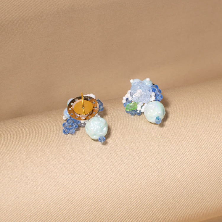 Misty Morning Bloom Studs-Blue