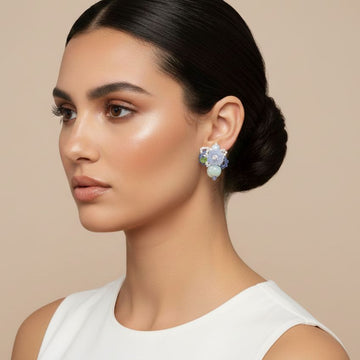 Misty Morning Bloom Studs-Blue