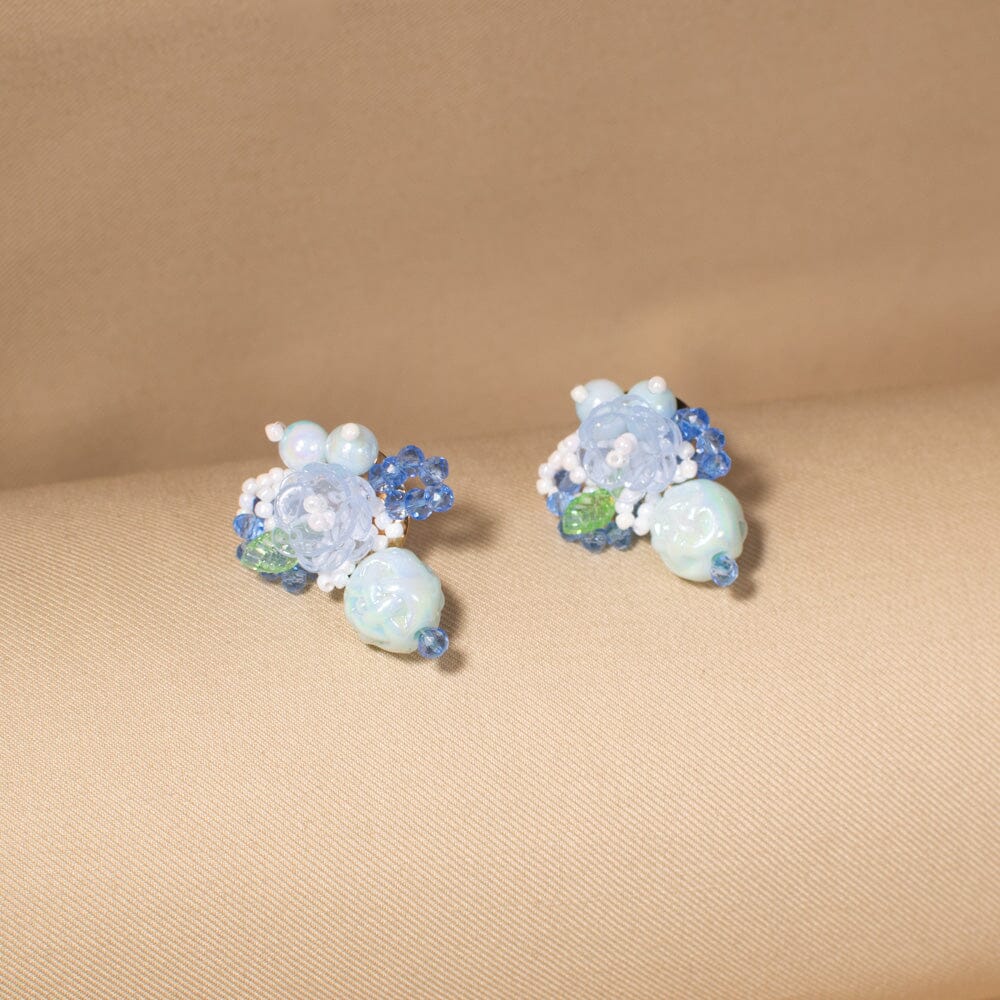 Misty Morning Bloom Studs-Blue