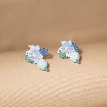 Misty Morning Bloom Studs-Blue