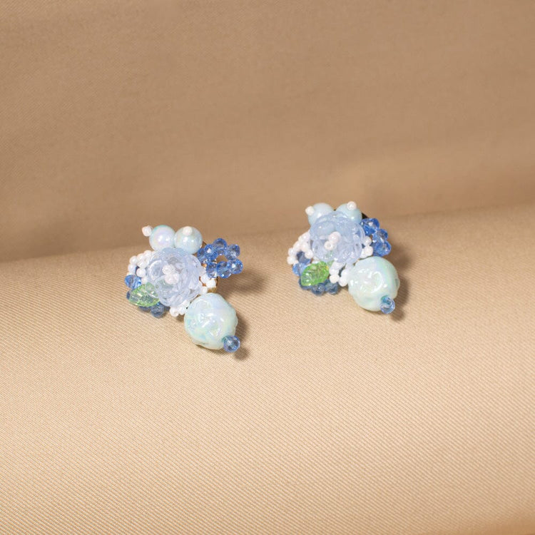 Misty Morning Bloom Studs-Blue