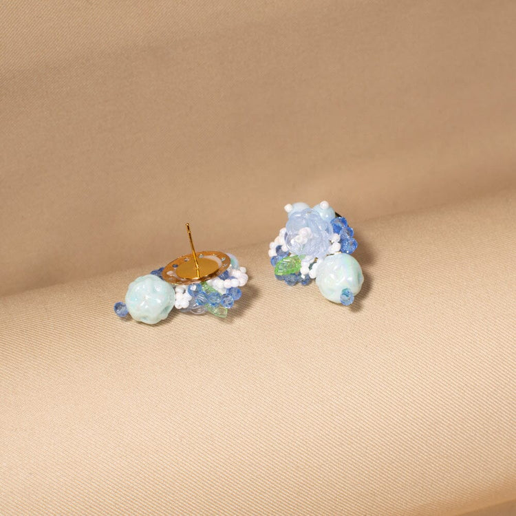 Misty Morning Bloom Studs-Blue
