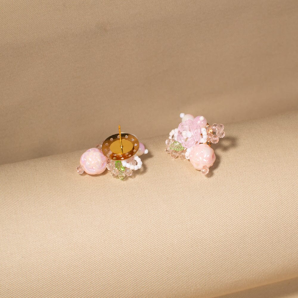 Misty Morning Bloom Studs-Pink