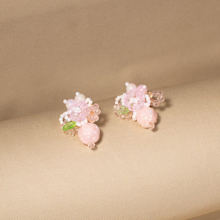 Misty Morning Bloom Studs-Pink