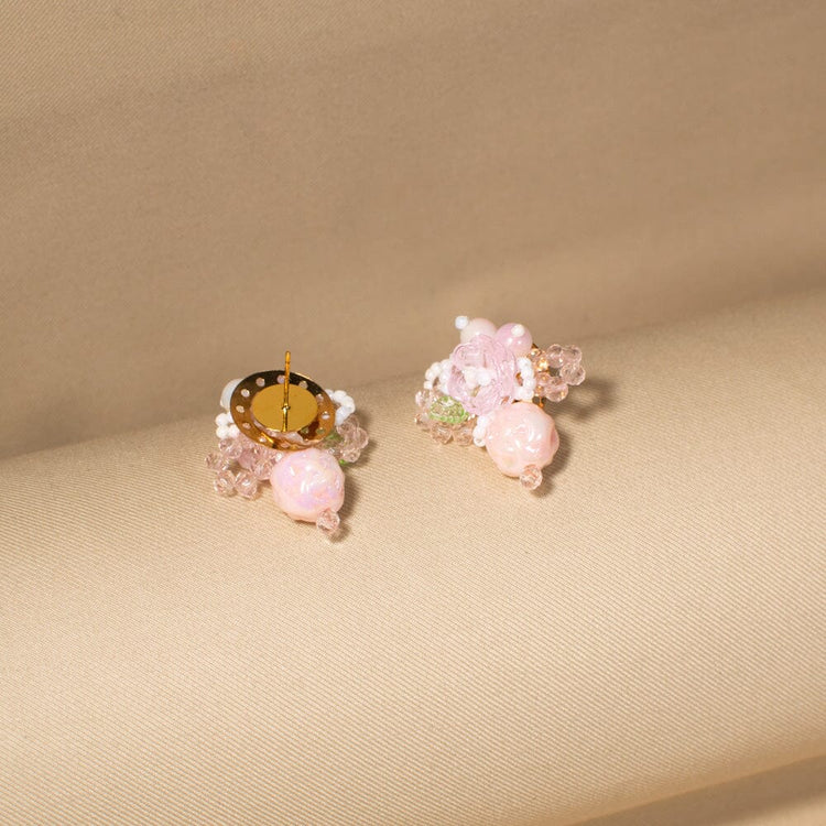 Misty Morning Bloom Studs-Pink