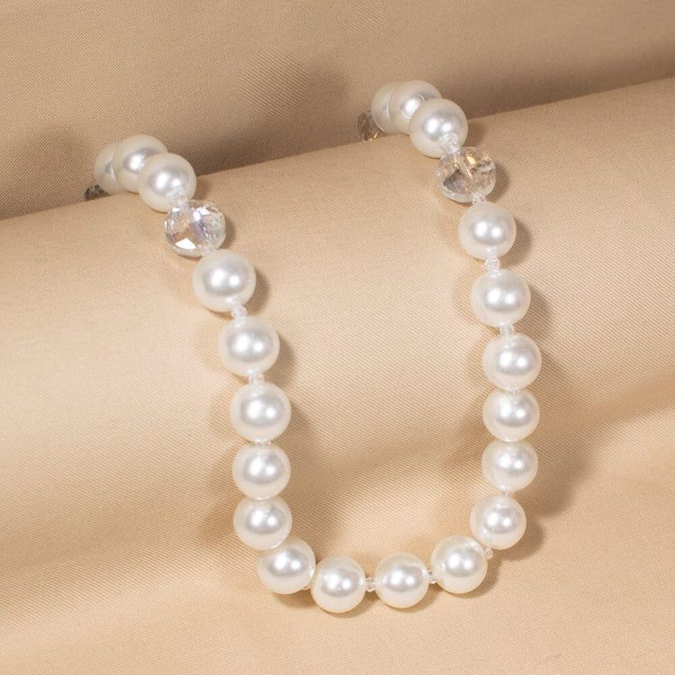 Modern Opera Pearl Necklace Set-White