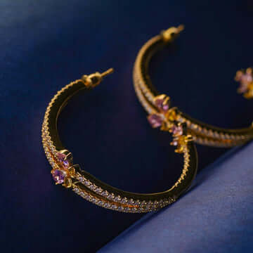 Monisha Crystal Hoop Earrings - Blingvine Jewellery