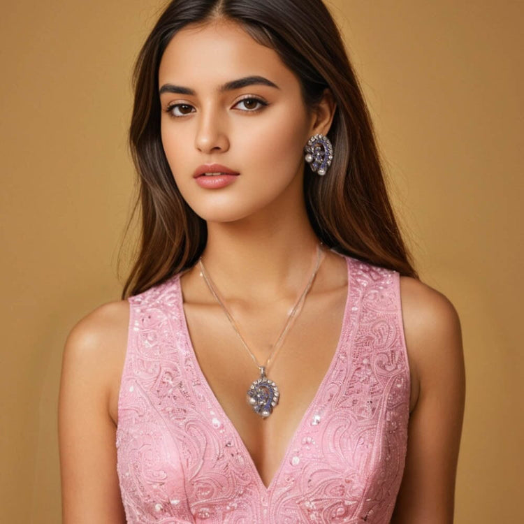 Motiara Pendant Set - Blue - Glitterati Collection
