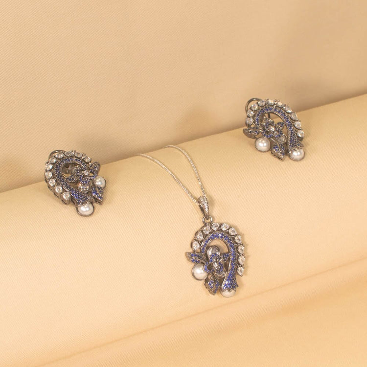 Motiara Pendant Set - Blue - Glitterati Collection