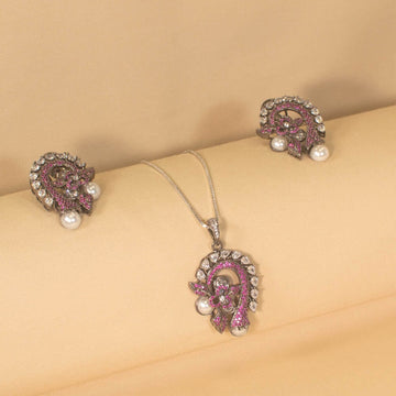 Motiara Pendant Set - Pink - Glitterati Collection