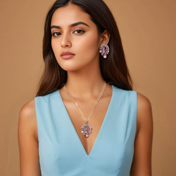 Motiara Pendant Set - Pink - Glitterati Collection
