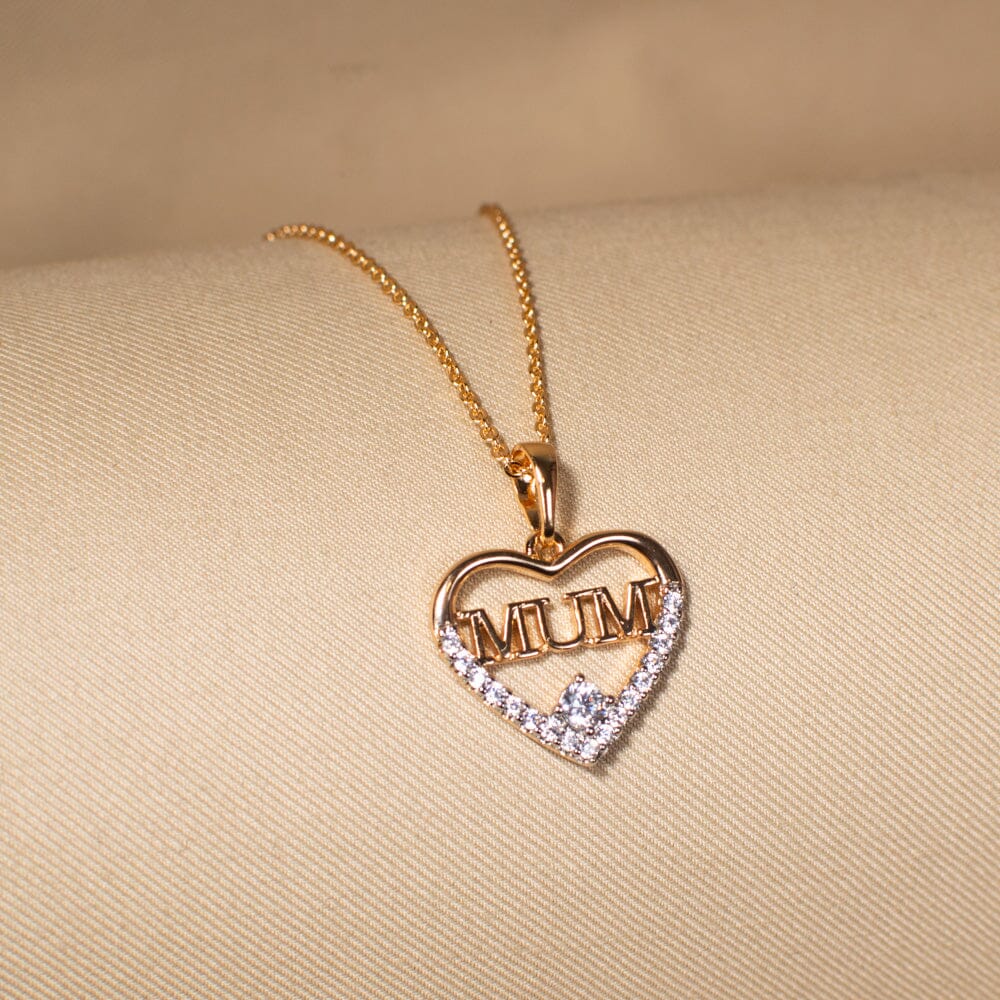 Mum Script Heart Chain Pendant (No earrings)