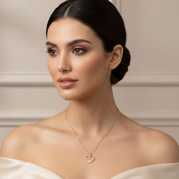 Mum Script Heart Chain Pendant (No earrings)