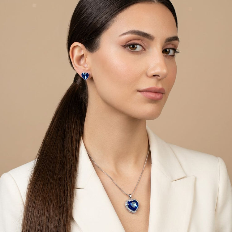 Mystic Heart Aura Pendant Set - Blue