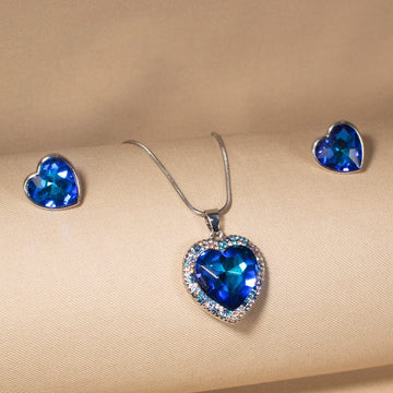 Mystic Heart Aura Pendant Set - Blue