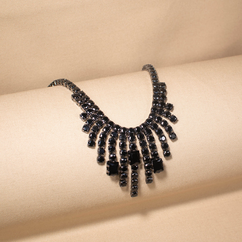 Noir Fringe Statement Necklace Set
