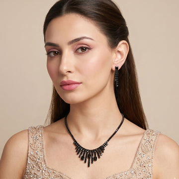 Noir Fringe Statement Necklace Set