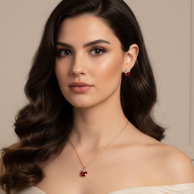 Nora Pendant Set - Red- Minina Collection