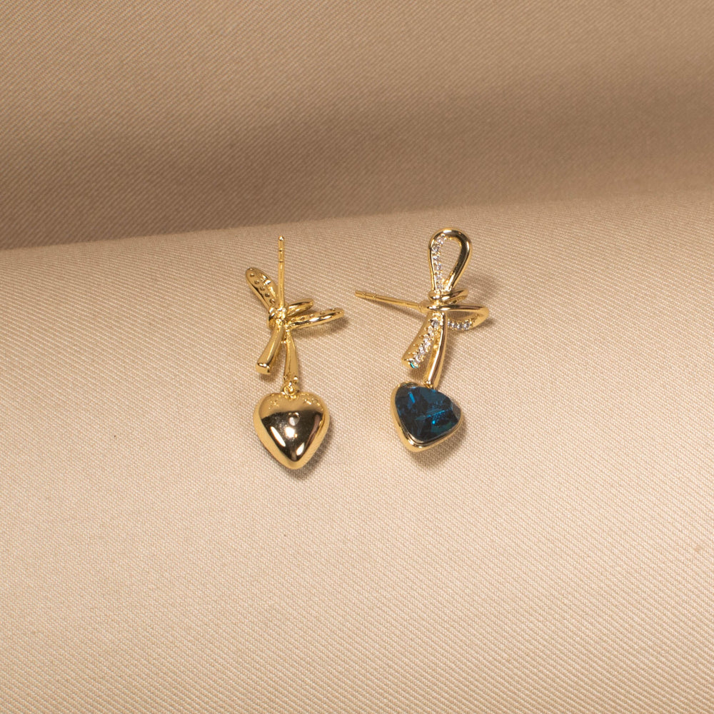Ocean Bow Heart Earrings