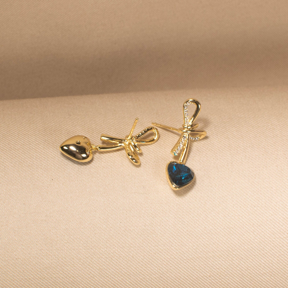 Ocean Bow Heart Earrings