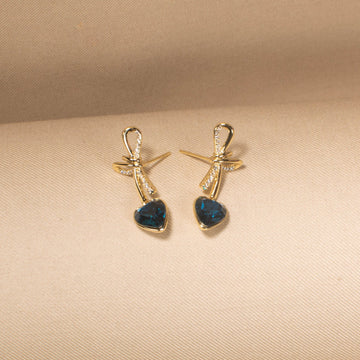 Ocean Bow Heart Earrings