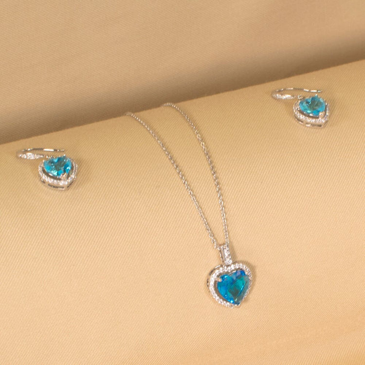 Ocean Heart Pendant Set - Glitterati Collection