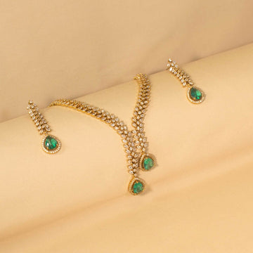 Ocean Whisper Asymmetric Necklace Set - Sea Green - Glitterati Collection