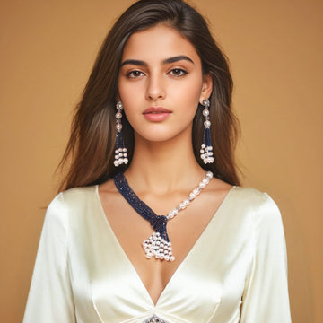 Ormira Necklace Set-Blue-Pratha Collection