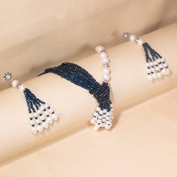 Ormira Necklace Set-Blue-Pratha Collection