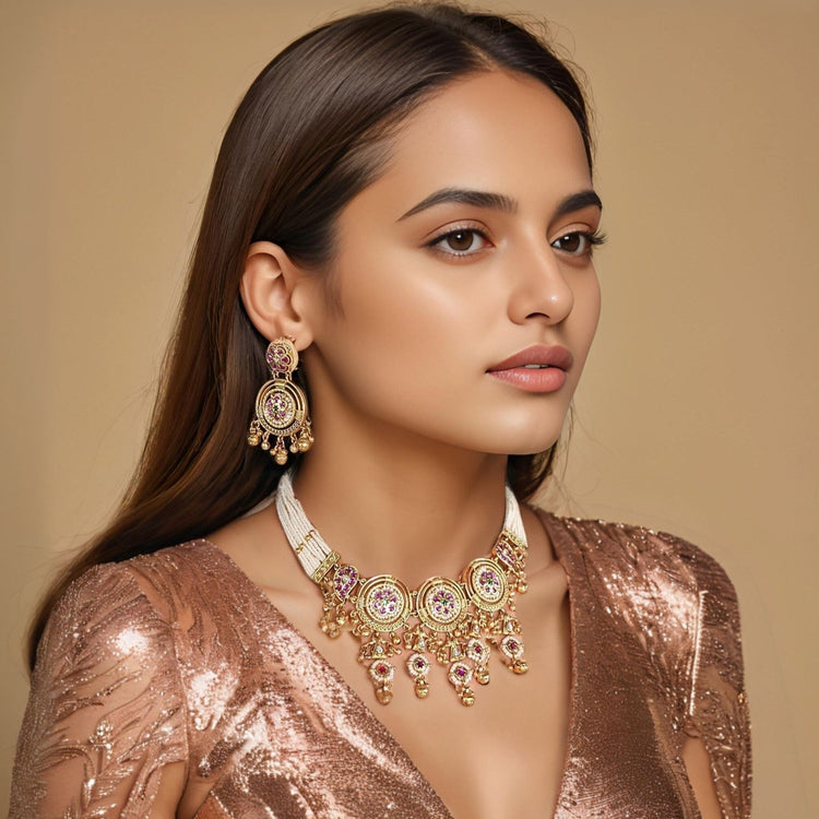 Padmini Rajwada Premium Necklace Set - Pratha Collection