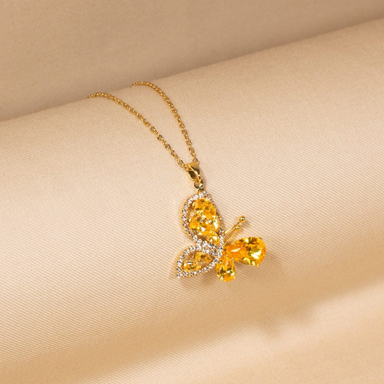 Papillon Pendant Set-Yellow-Glitterati Collection