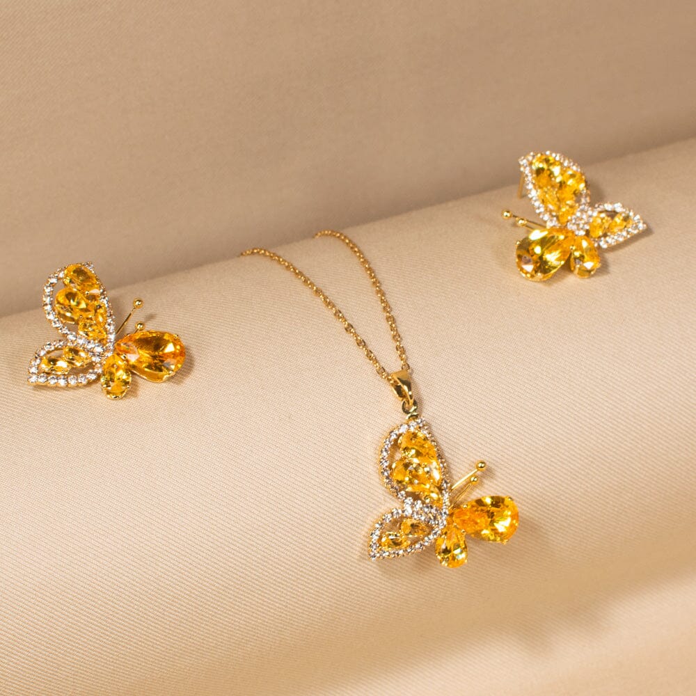 Papillon Pendant Set-Yellow-Glitterati Collection