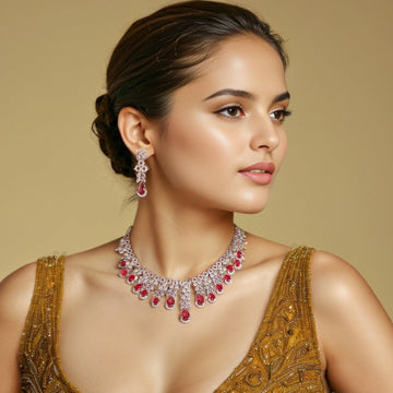 Pashmina Luxury Necklace Set - Red