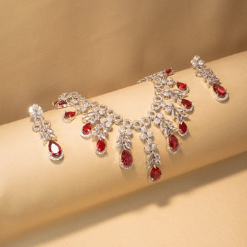 Pashmina Luxury Necklace Set - Red