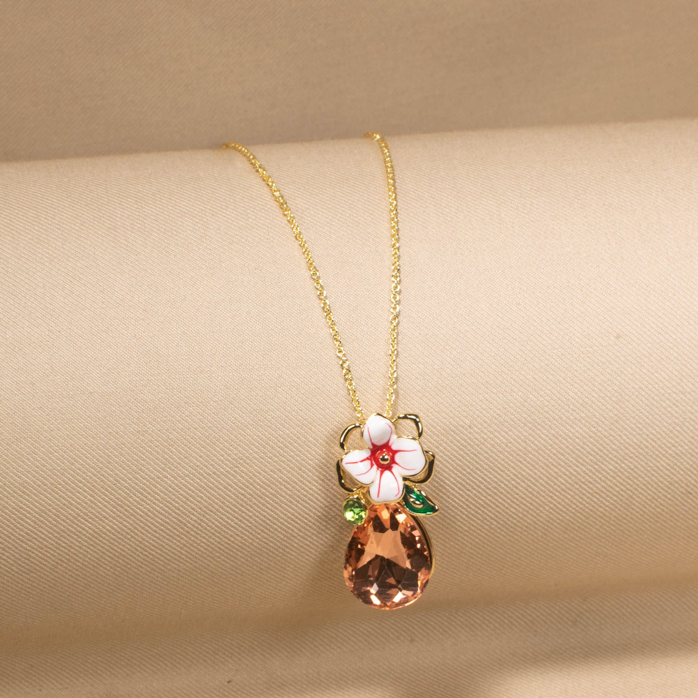 Peach Flora Drop Pendant Set