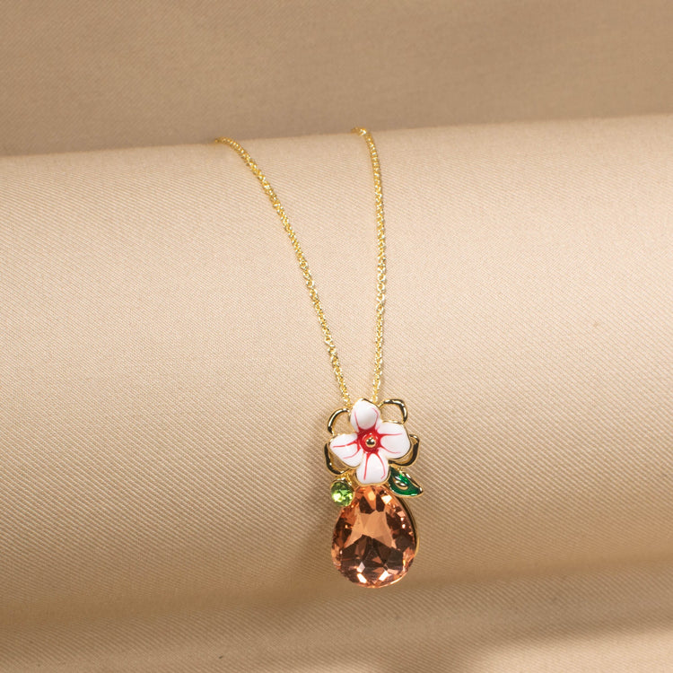 Peach Flora Drop Pendant Set