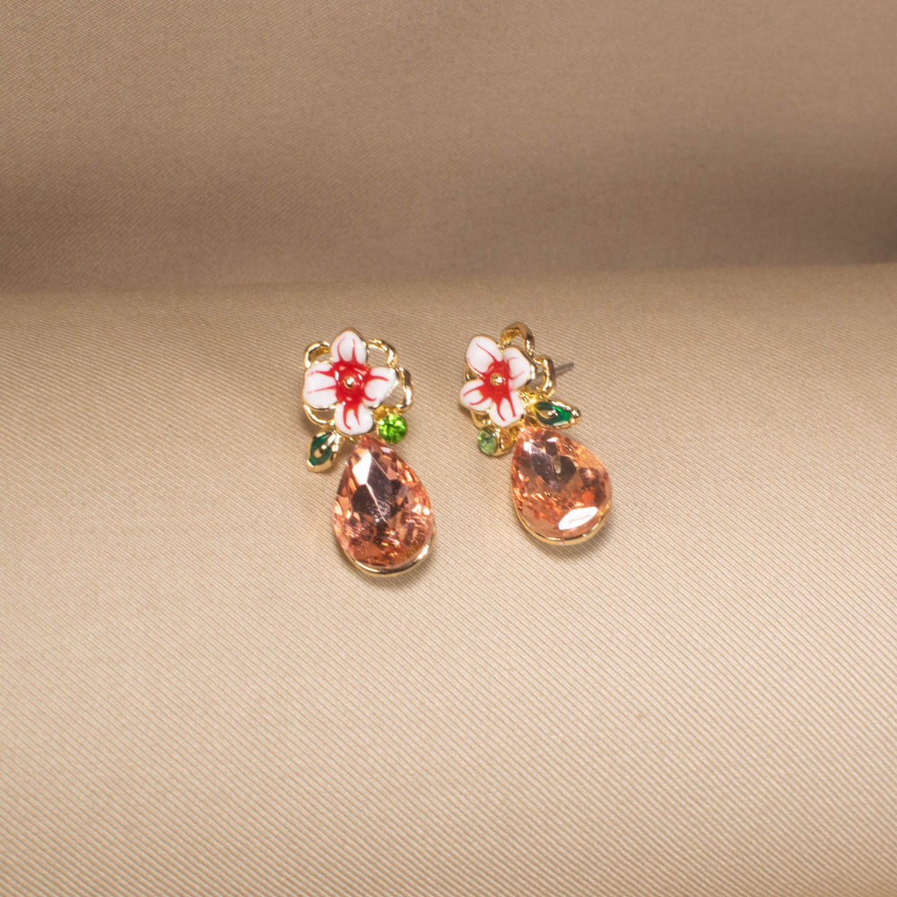 Peach Flora Drop Pendant Set