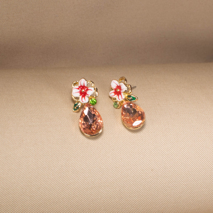 Peach Flora Drop Pendant Set