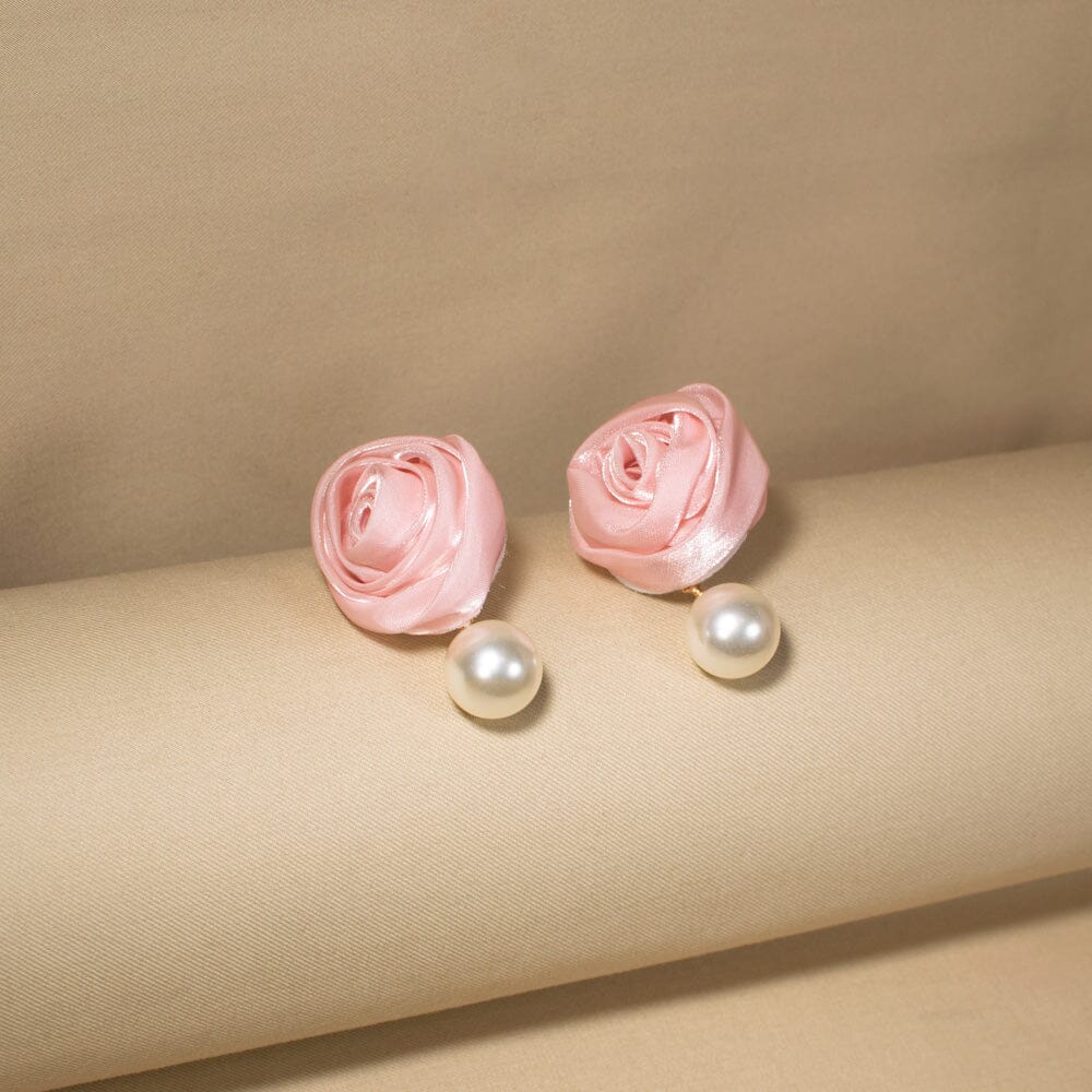 Pearl Rosette Earrings - Pink