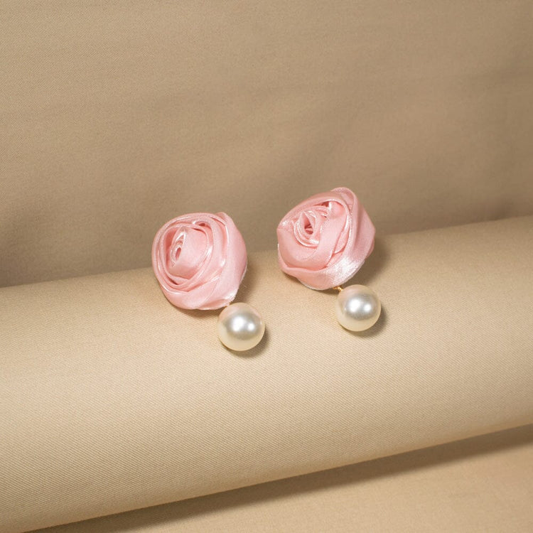 Pearl Rosette Earrings - Pink