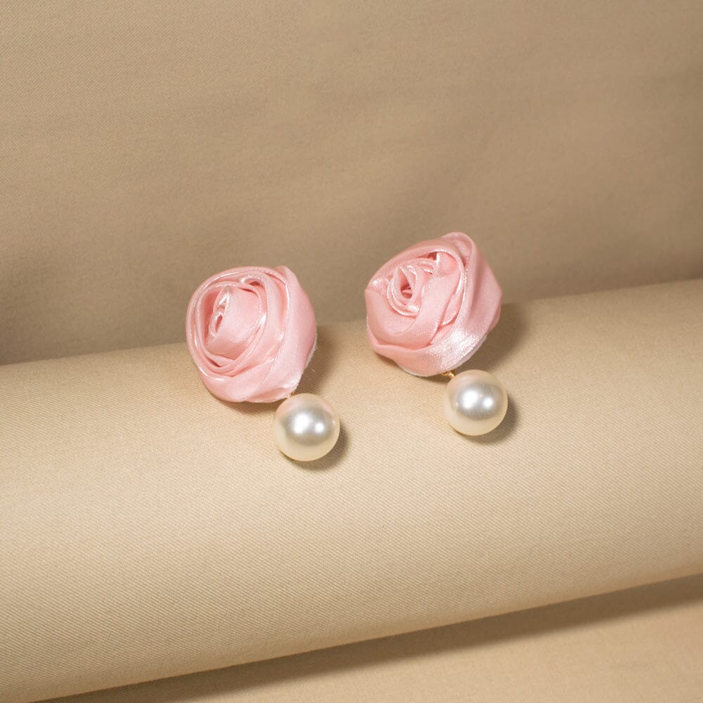 Pearl Rosette Earrings - Pink