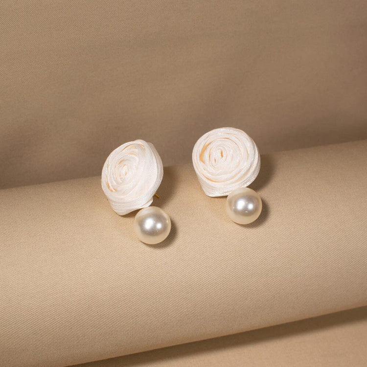 Pearl Rosette Earrings - White