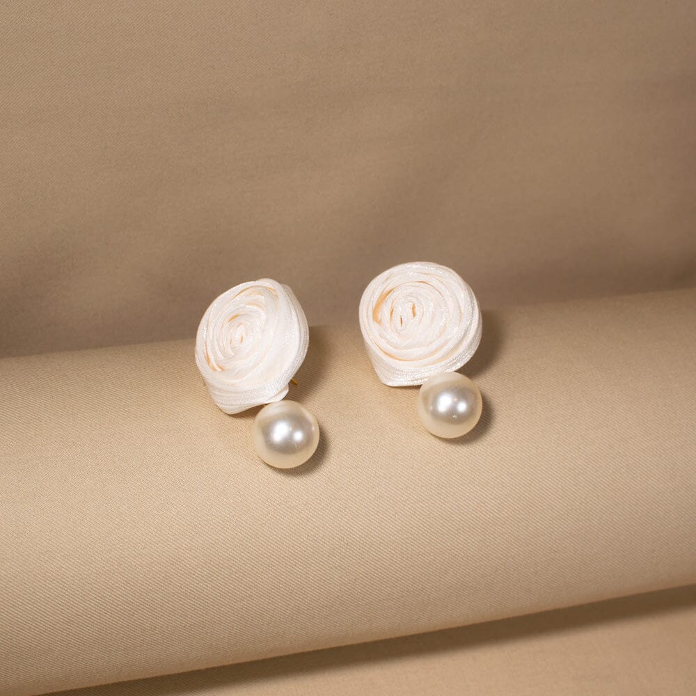Pearl Rosette Earrings - White
